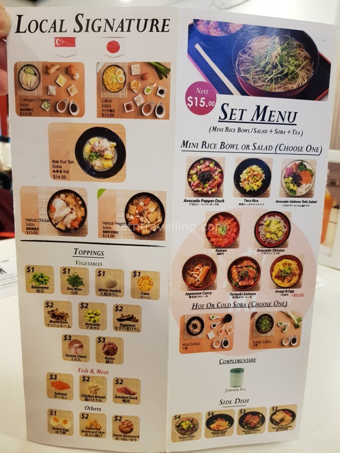 Soba menu deals